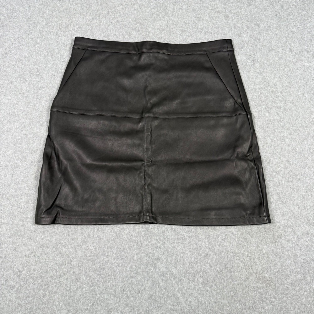 Shinestar Womens Black Faux Leather Mini Skirt Goth Club Bikercore Size Medium
